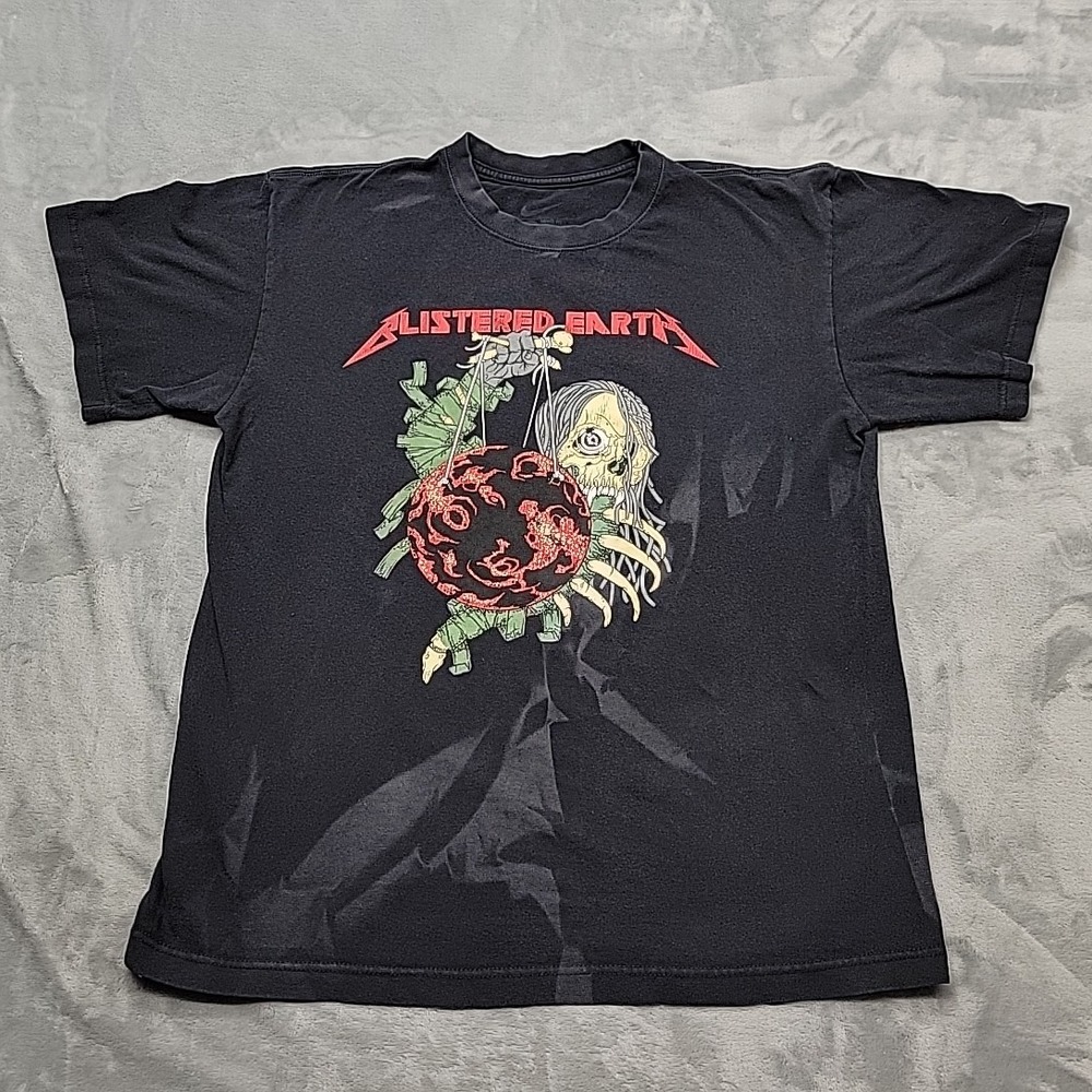 Blistered Earth Shirt Mens Medium Black Metallica Tribute Band Graphic Tee